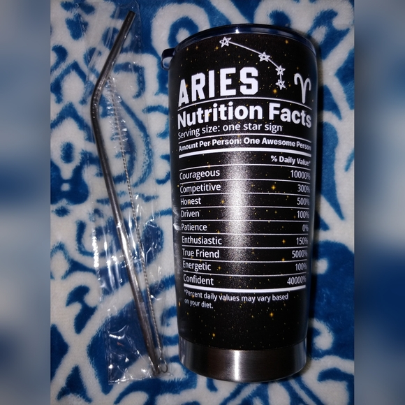 No Brand Name. Aries insulated tumbler with straw. Brand new. - Picture 2 of 2